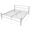 Bed Frame Grey Metal Queen Size