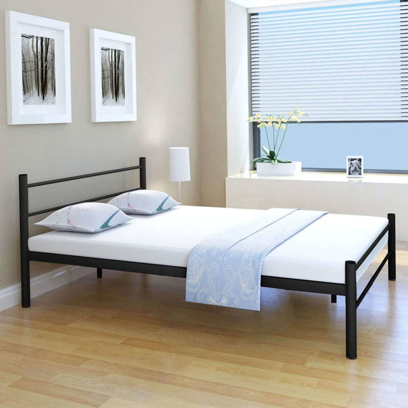 Bed Frame Black Metal Double Size