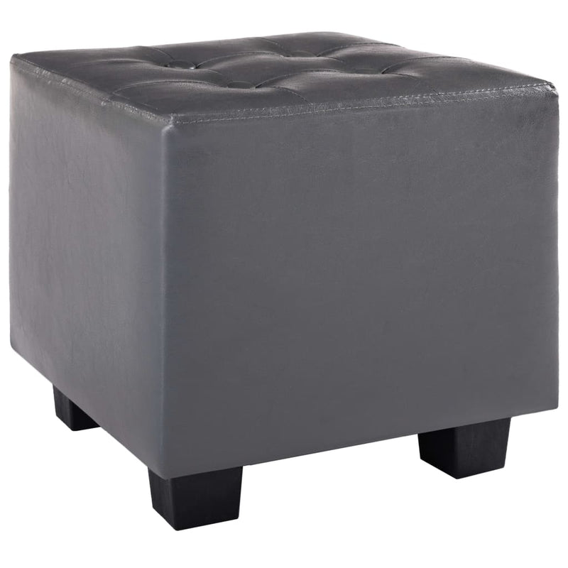 Tub Chair with Footstool Grey Faux Leather