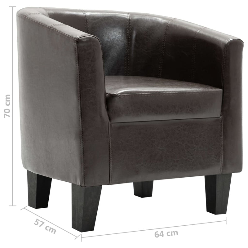 Tub Chair Dark Brown Faux Leather