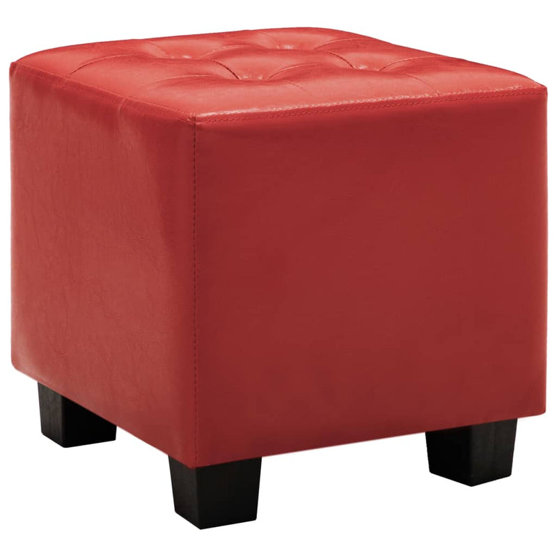 Tub Chair with Footstool Red Faux Leather