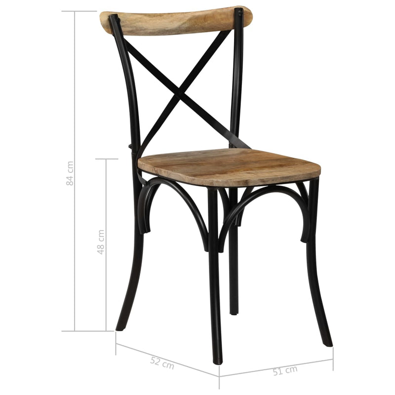 Cross Chairs 2 pcs Black Solid Mango Wood