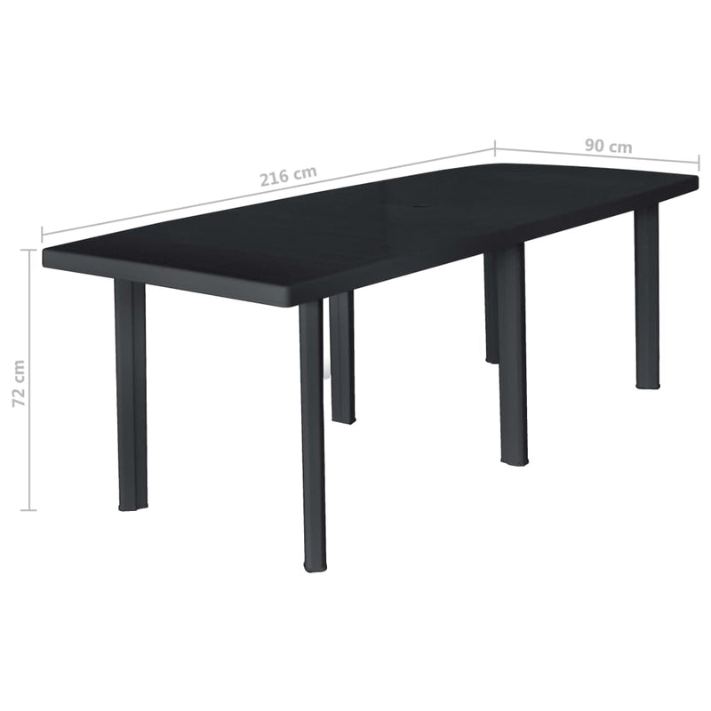 Garden Table Anthracite 216x90x72 cm Plastic