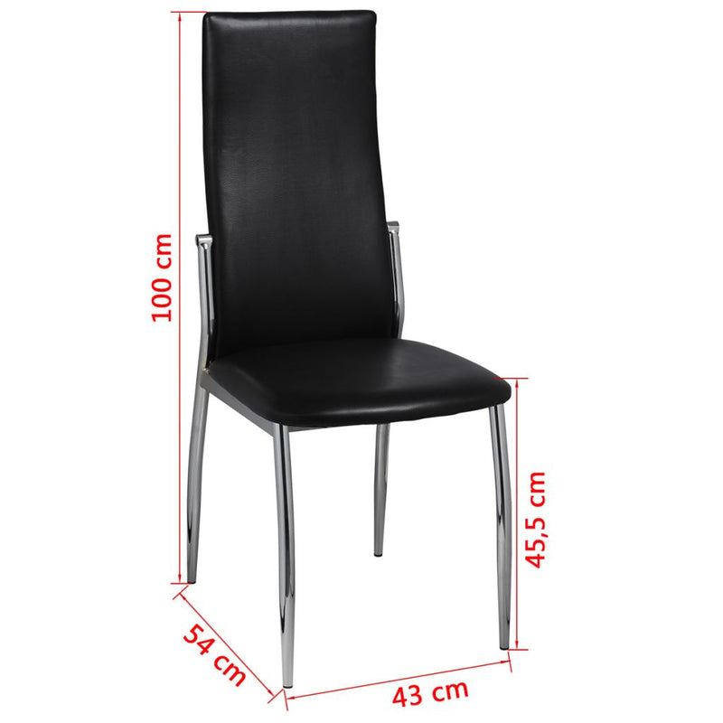 Dining Chairs 6 pcs Black Faux Leather