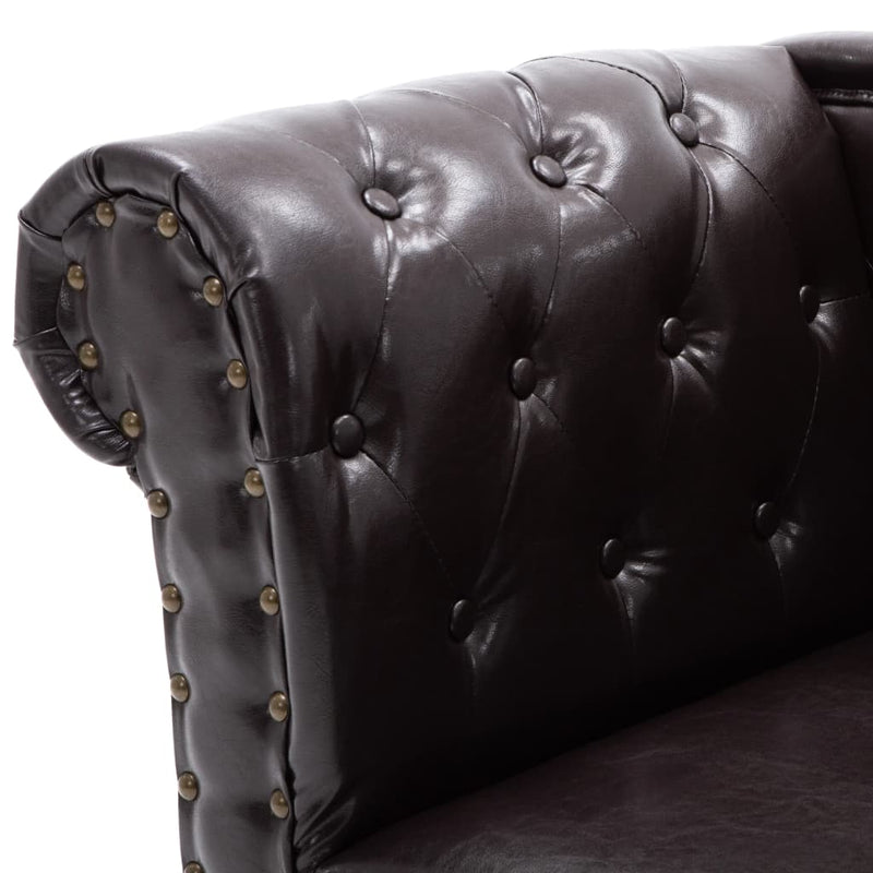 Chaise Longue Dark Brown Faux Leather