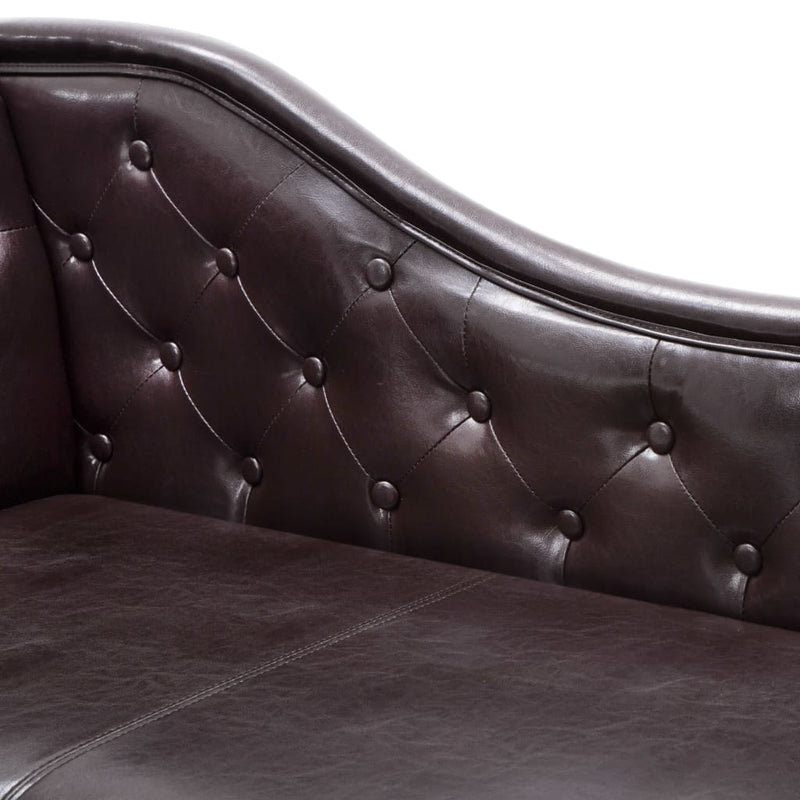 Chaise Longue Dark Brown Faux Leather