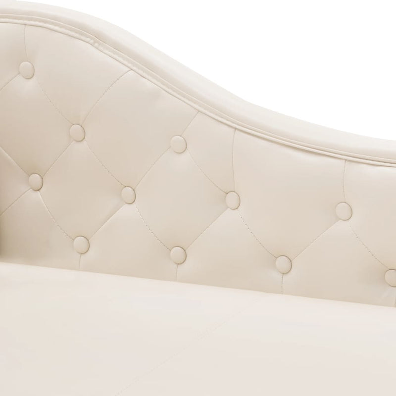 Chaise Longue Cream White Faux Leather