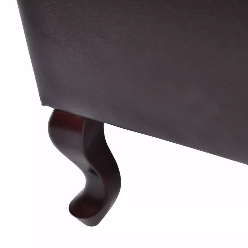 Armchair with Footstool Dark Brown Faux Leather