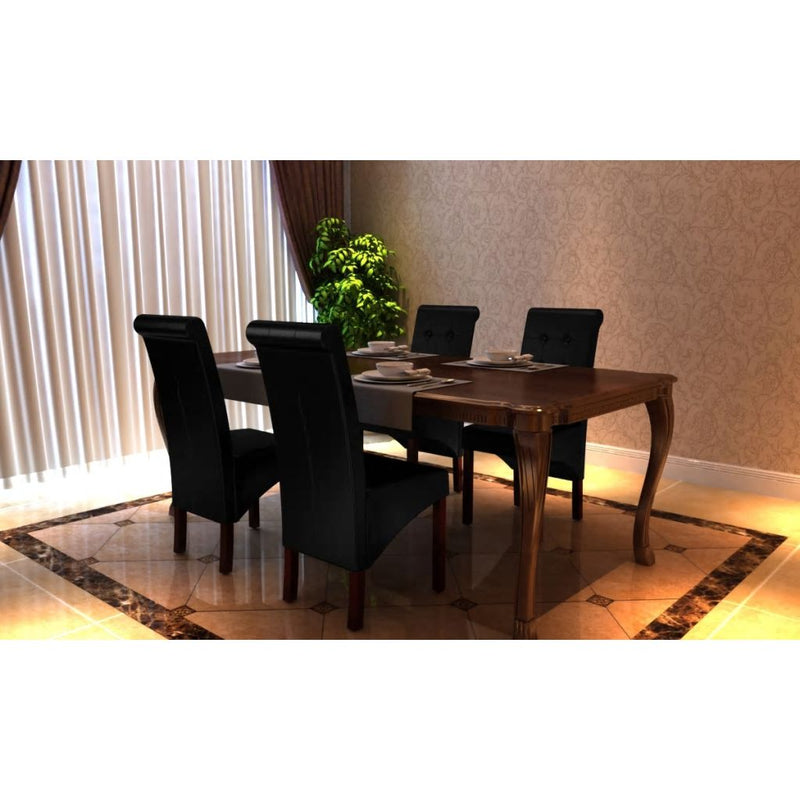 Dining Chairs 4 pcs Black Faux Leather