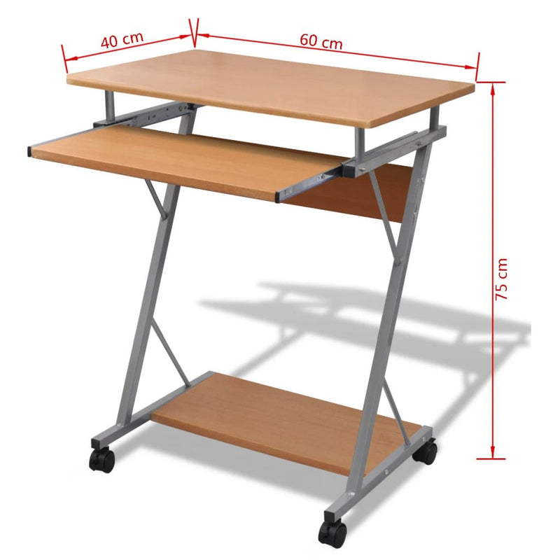 Computer Desk Pull Out Tray Brown Furniture Office Student Table