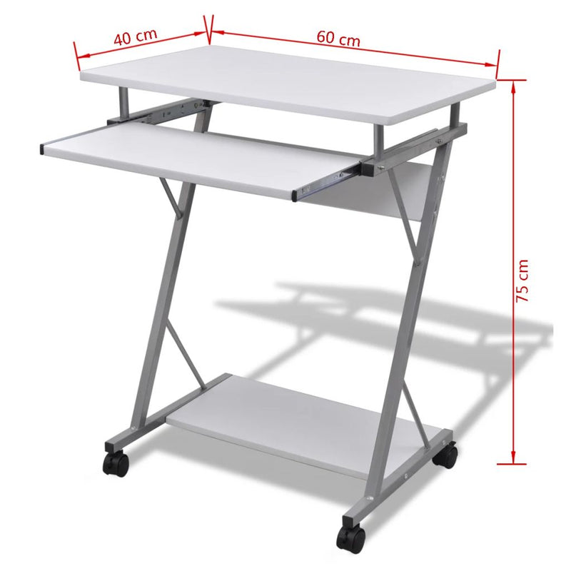 Computer Desk Pull Out Tray White Furniture Office Student Table