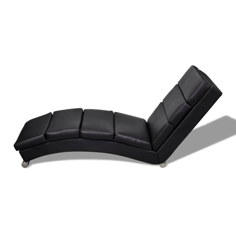 Chaise Longue Black Faux Leather