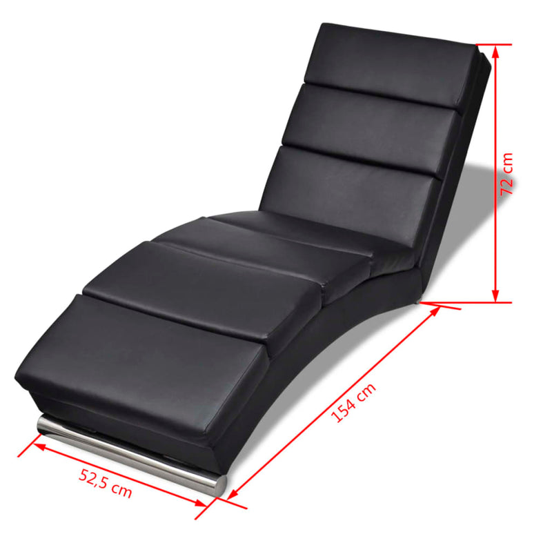 Chaise Longue Black Faux Leather