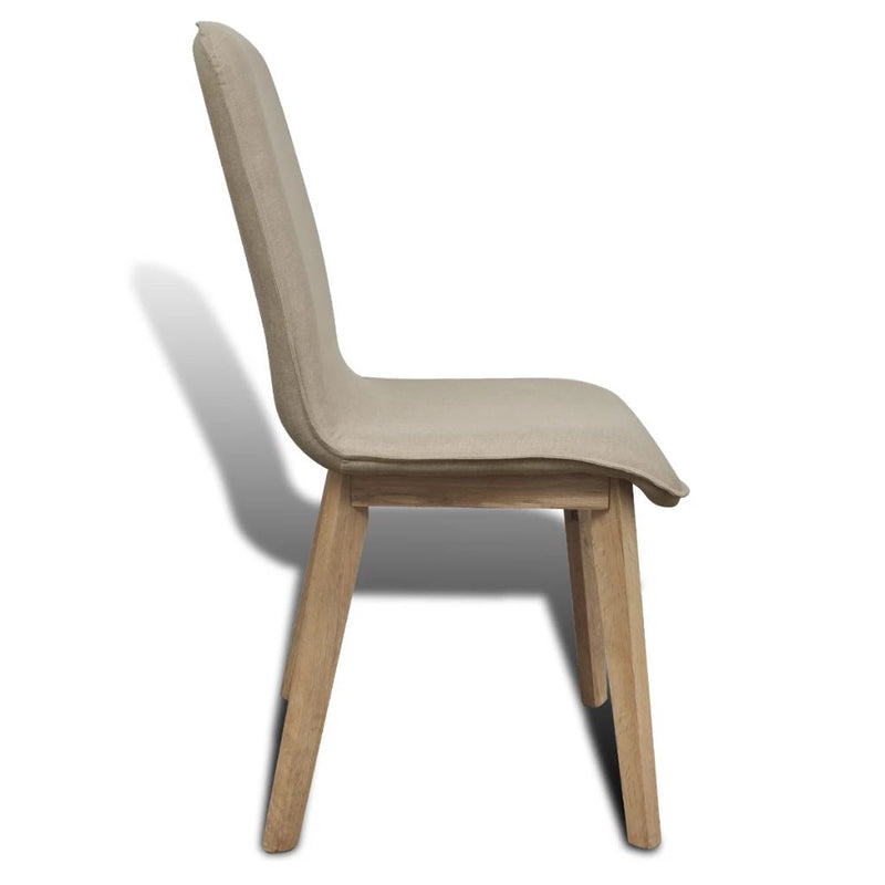 Dining Chairs 2 pcs Beige Fabric and Solid Oak Wood