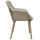 Dining Chairs 2 pcs Beige Fabric and Solid Oak Wood