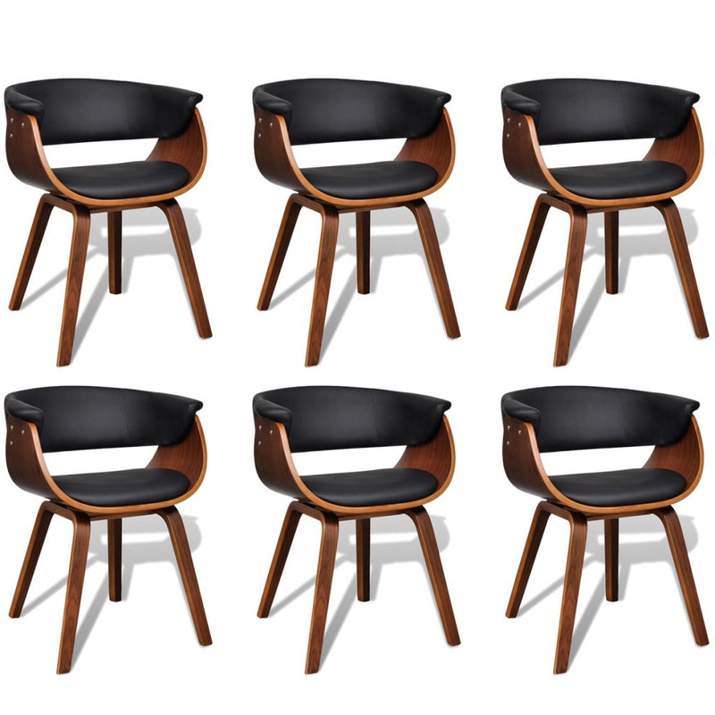 Dining Chairs 6 pcs Bent Wood and Faux Leather