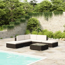 6 Piece Garden Lounge Set with Cushions Poly Rattan Black