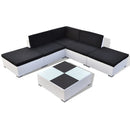 6 Piece Garden Lounge Set with Cushions Poly Rattan White