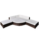6 Piece Garden Lounge Set with Cushions Poly Rattan Brown