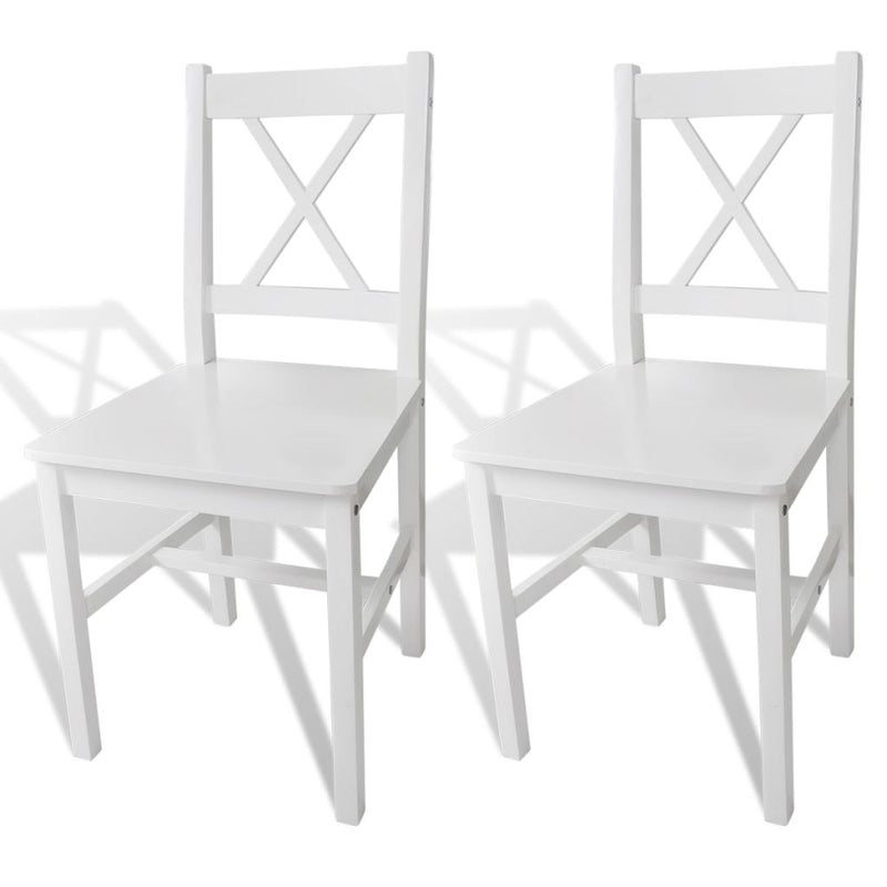 Dining Chairs 2 pcs White Pinewood