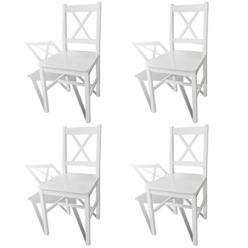 Dining Chairs 4 pcs White Pinewood