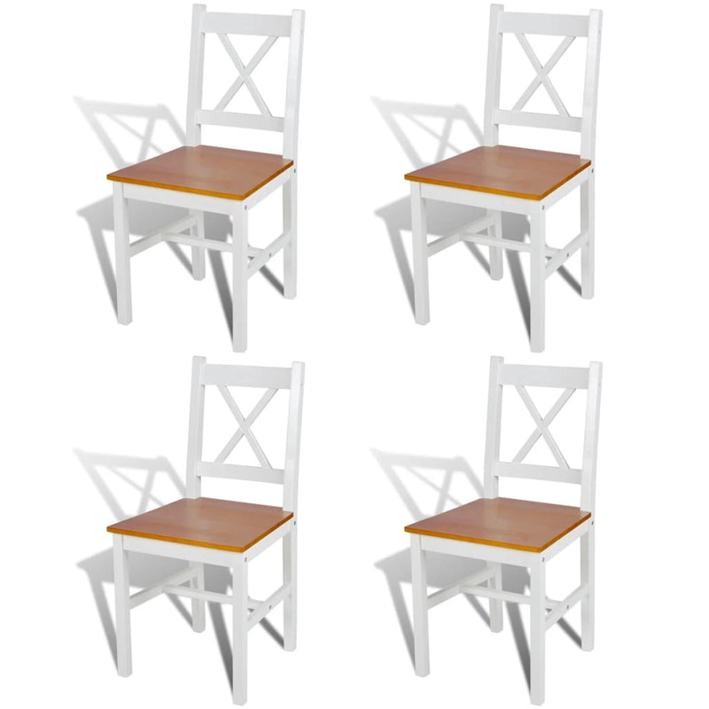 Dining Chairs 4 pcs White Pinewood