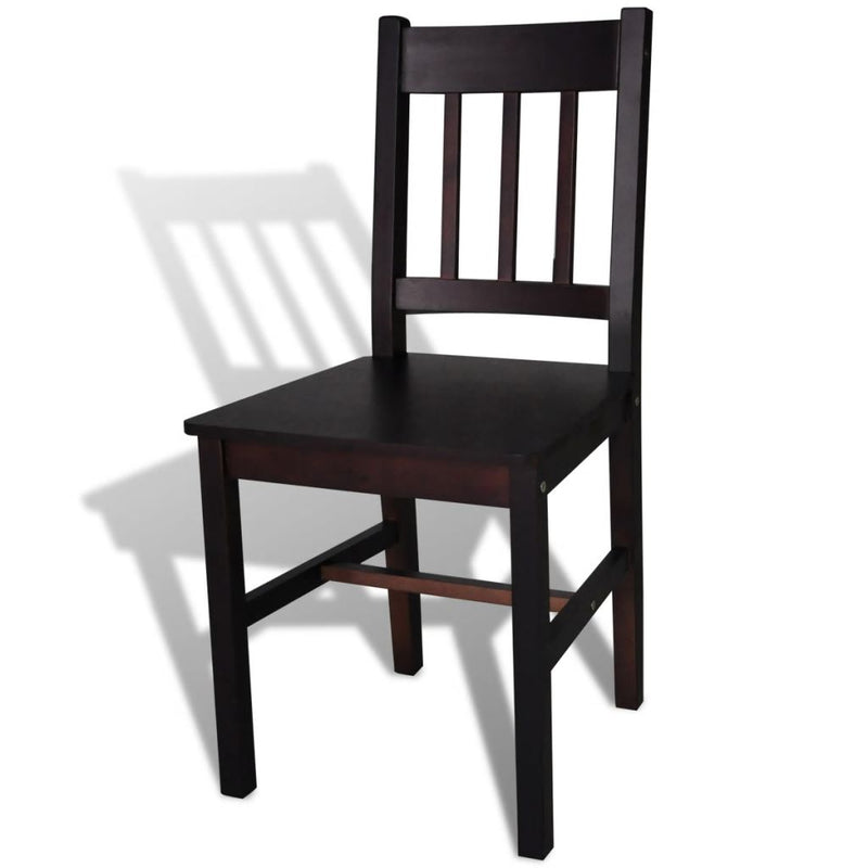 Dining Chairs 4 pcs Dark Brown Pinewood