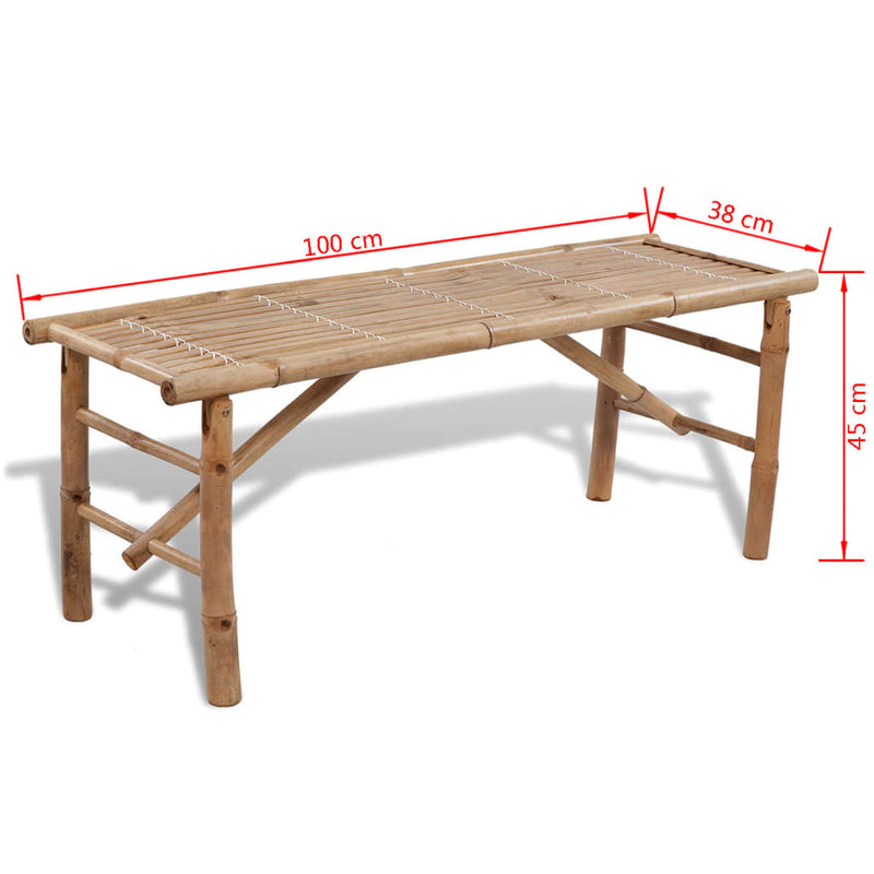 Beer Table with 2 Benches 100 cm Bamboo