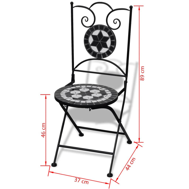 Folding Bistro Chairs 2 pcs Ceramic Black and White