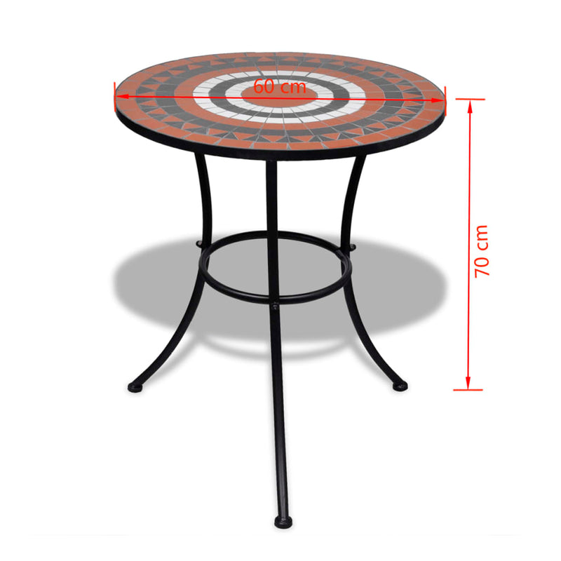 Bistro Table Terracotta and White 60 cm Mosaic