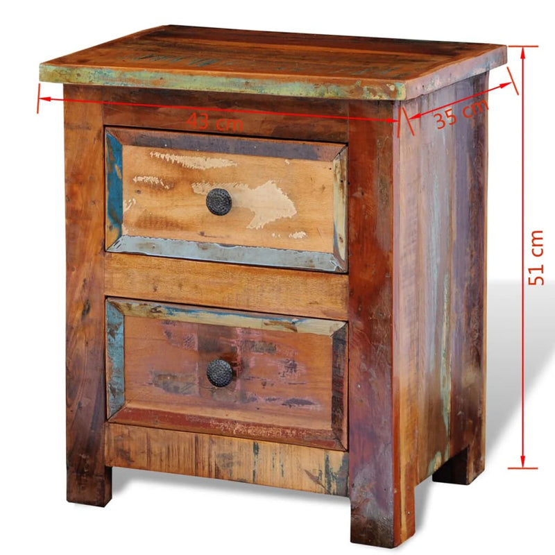 Nightstand with 2 Drawers Solid Reclaimed Wood