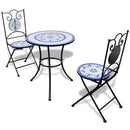 3 Piece Bistro Set Ceramic Tile Blue and White