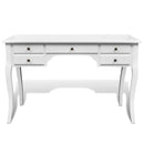 Wooden French Desk with Curved Legs and 5 Drawers