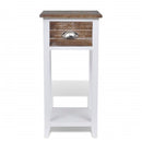 Nightstand with 1 Drawer Brown and White
