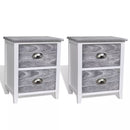 Nightstand 2 pcs with 2 Drawers Grey and White