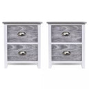 Nightstand 2 pcs with 2 Drawers Grey and White