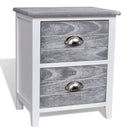 Nightstand 2 pcs with 2 Drawers Grey and White