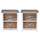 Nightstand 2 pcs with 2 Drawers Brown and White