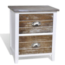 Nightstand 2 pcs with 2 Drawers Brown and White