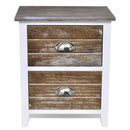 Nightstand 2 pcs with 2 Drawers Brown and White
