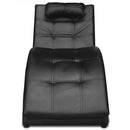 Chaise Longue with Pillow Black Faux Leather