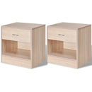 Nightstand 2 pcs with Drawer Oak Colour