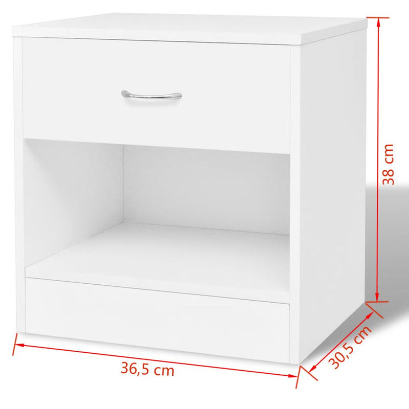 Nightstand 2 pcs with Drawer White