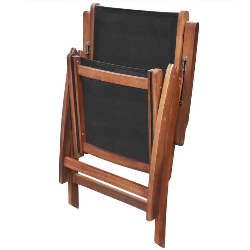 Folding Garden Chairs 2 pcs Solid Acacia Wood and Textilene
