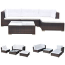 5 Piece Garden Lounge Set with Cushions Poly Rattan Brown