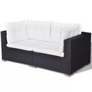 5 Piece Garden Lounge Set with Cushions Poly Rattan Black