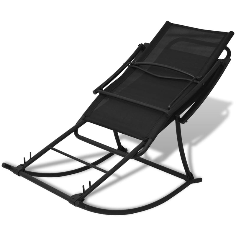 Garden Rocking Chair Steel and Textilene Black