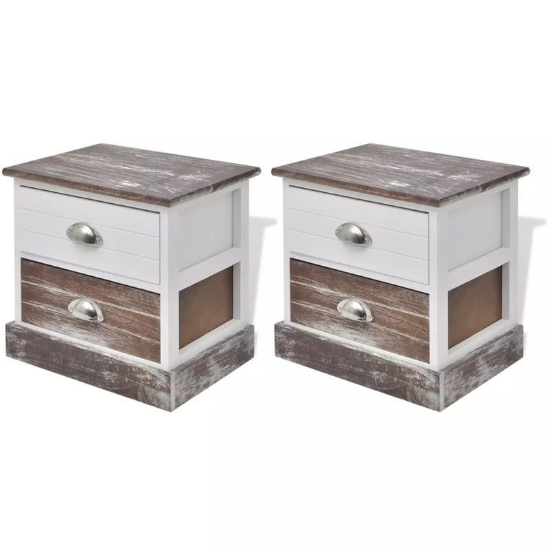 Bedside Cabinets 2 pcs Brown and White