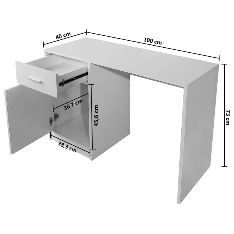 Desk with Drawer and Cabinet White 100x40x73 cm