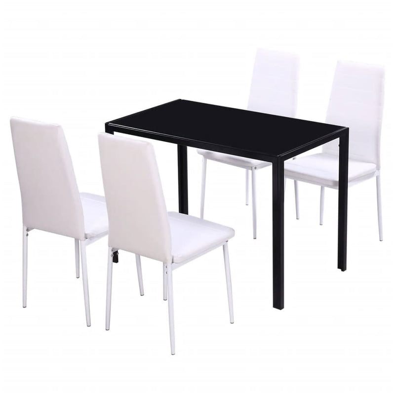 Five Piece Dining Table Set Black and White